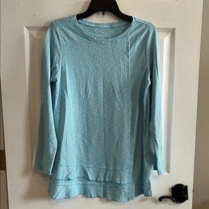 Soft Surroundings Aqua Striped Long Sleeve Top